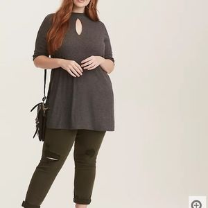 Torrid Size 0 Mock Neck Ribbed Cotton Tunic
